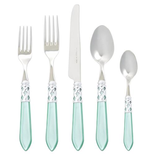 Aladdin Brilliant Modern Green Acrylic 5 Piece Flatware Place Setting