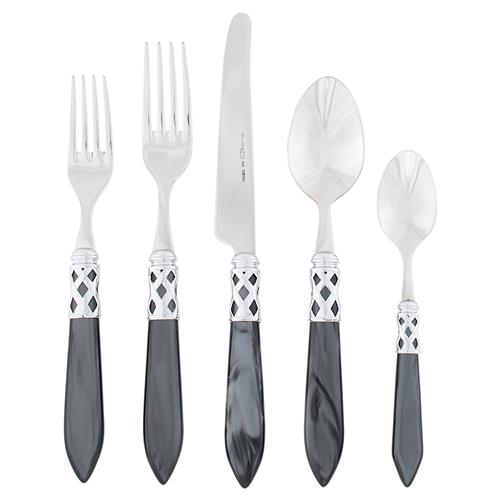Aladdin Brilliant Modern Black Acrylic 5 Piece Flatware Place Setting