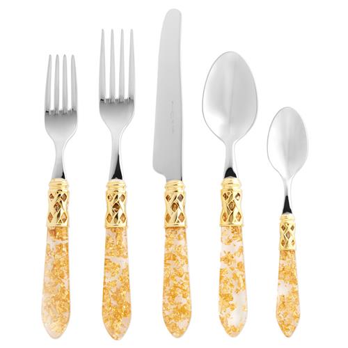 Aladdin Brilliant Modern Gold Acrylic 5 Piece Flatware Place Setting