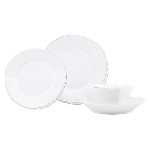 Lastra Modern White Ceramic 4-Piece Place Setting