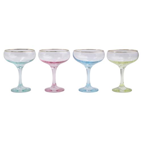 Rainbow Modern Classic Assorted Coupe Champagne Glass - Set of 4