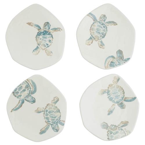 Tartaruga Coastal White Ceramic Assorted Salad Plate - Set of 4