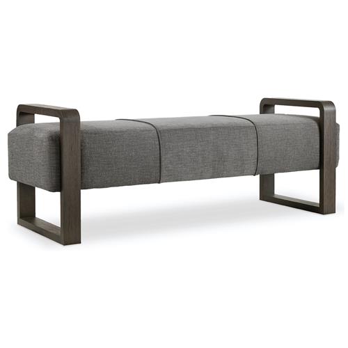 Curtis Industrial Loft Grey Upholstered Brown Wood Bedroom Bench