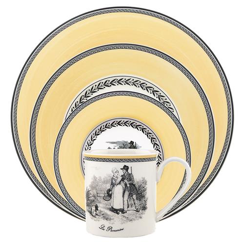 Audun Chasse French Yellow Porcelain Dinnerware Collection