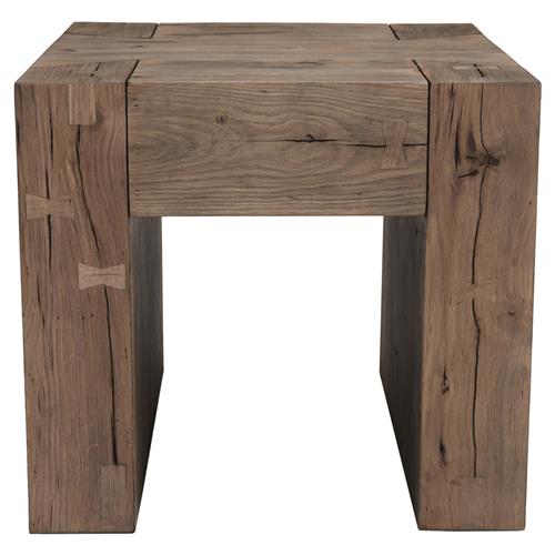 Brissy Rustic Lodge Brown Oak Square End Table