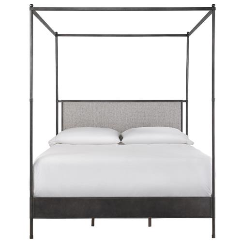 Ranile Modern Classic Grey Metal Canopy Bed - King