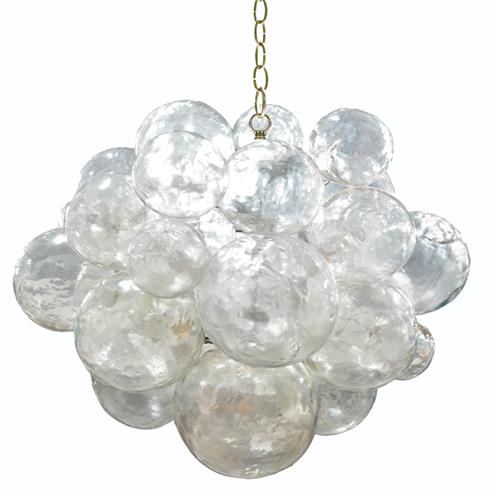Muriel Clear Resin Bubbled Brass Chain Chandelier