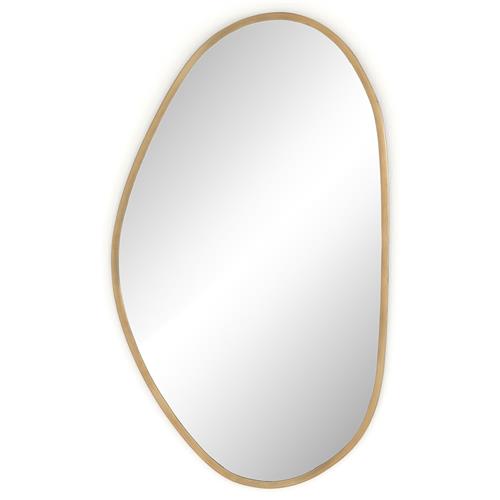 Bryan Industrial Loft Gold Iron Frame Clear Glass Wall Mounted Mirror