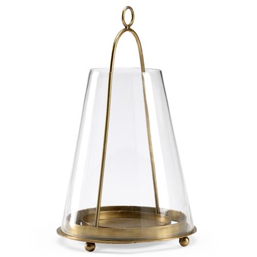 Flynn Rustic Lodge Brass Iron Clear Glass Candle Lantern