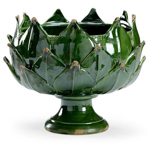 Maelle French Country Green Leaf Porcelain Round Table Vase