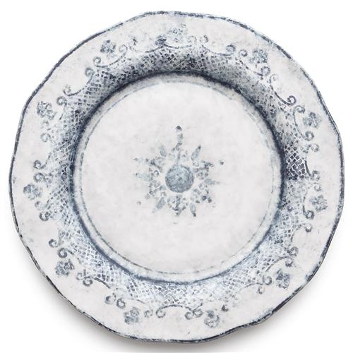 Burano Coastal White Ceramic Blue Lace Dinner Plate