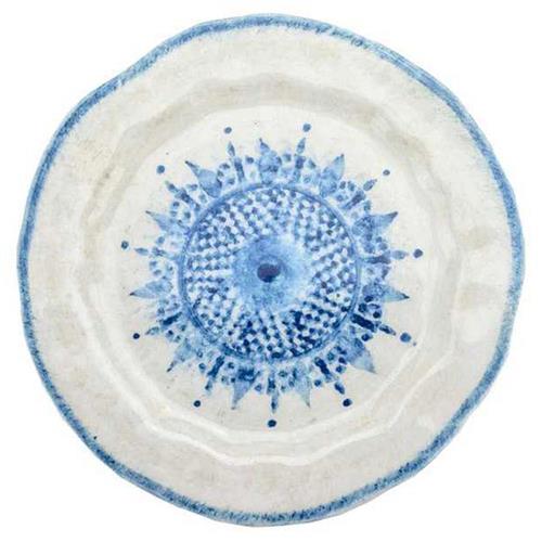 Burano Coastal White Ceramic Blue Lace Salad Plate