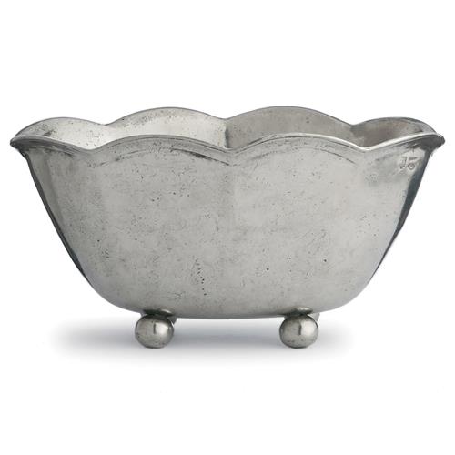 Vintage French Silver Pewter Scalloped Serving Bowl