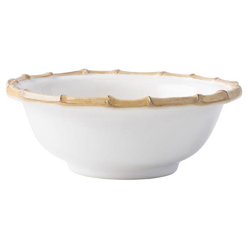 Juliska Natural Bamboo Rim White Ceramic Cereal Bowl