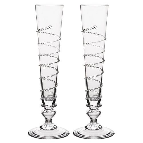 Juliska Amalia Modern Classic Clear Bohemian Flute Glass- Set of 2