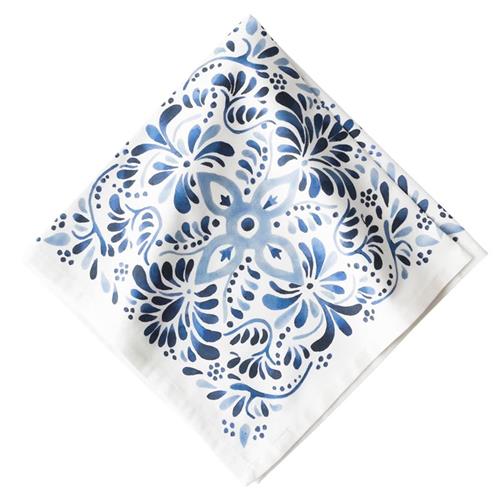 Juliska Iberian Journey Indigo Coastal White Cotton Napkin