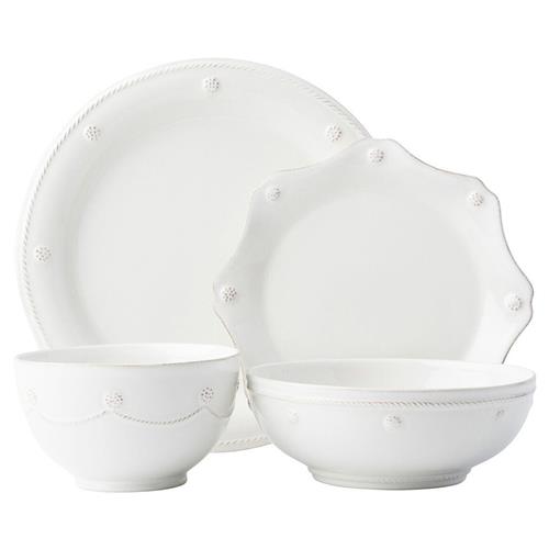 Juliska Berry &amp; Thread Whitewash Ceramic 4 Piece Place Setting