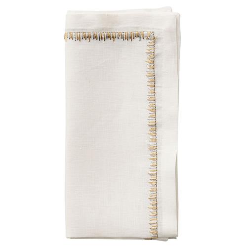 Filament Coastal Gold Embroidered Linen Napkin - Set of 4