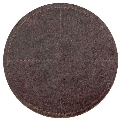 Tanner Rustic Brown Hide Round Placemat - Set of 2