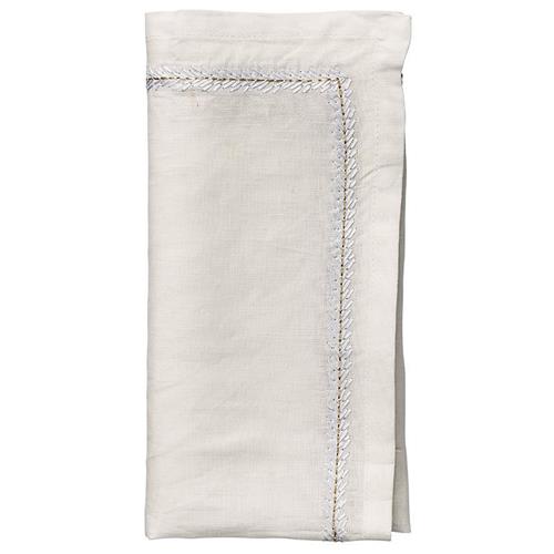 Jardin Modern White Embroidered Linen Napkin - Set of 4