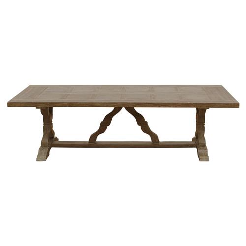 Linet French Country Grey Fiberglass Outdoor Rectangular Dining Table - 102&quot;W