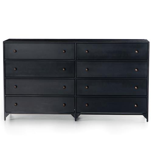 Stancil Industrial Loft Black Iron 8 Drawer Double Dresser