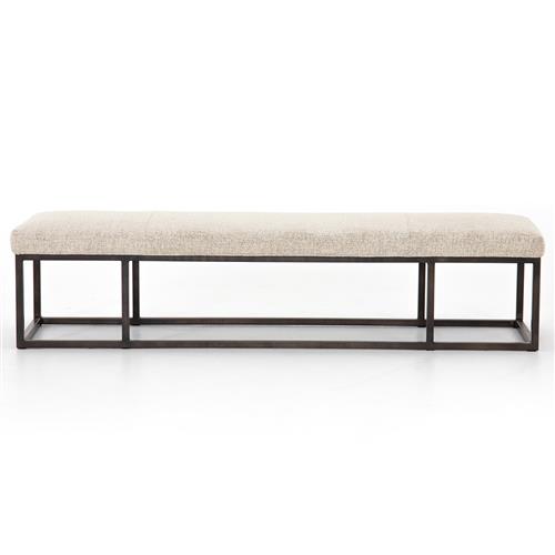 Zarro Modern Classic Beige Cushion Gunmetal Iron Frame Bench