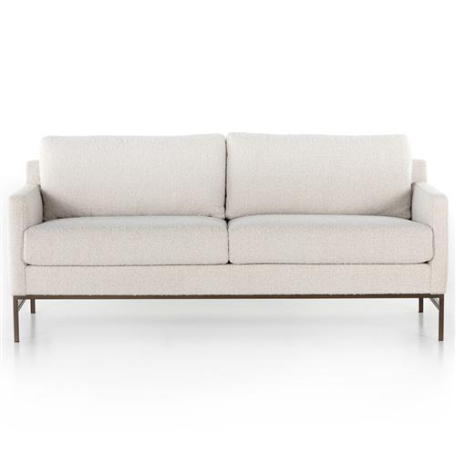 Lilian Modern Classic Cream Performance Boucle Brown Iron Sofa - 74&quot;