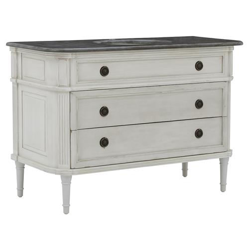 Johan French Country Blue Stone Antique White Oak Bath Vanity Sink - 50&quot;