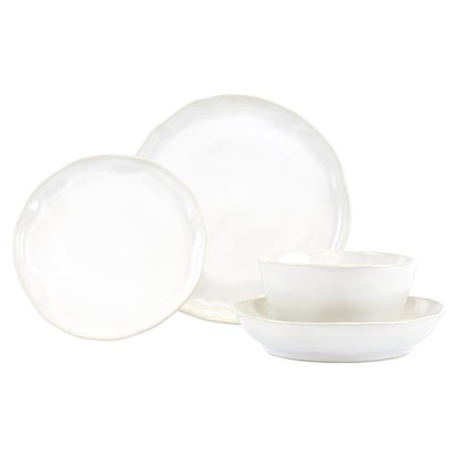 Forma Cloud Modern Classic White Stoneware 4 Piece Place Setting