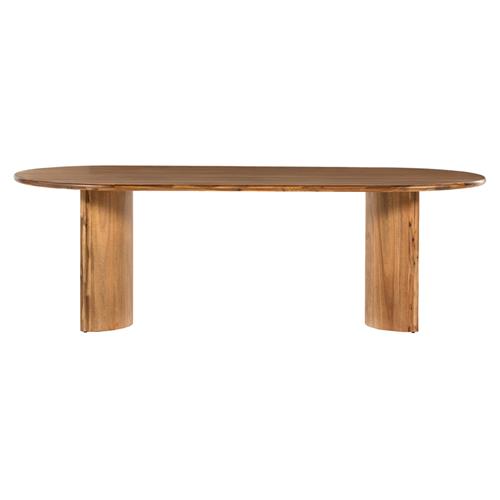 Paris Rustic Lodge Light Brown Acacia Wood Oval Dining Table - 94&quot;