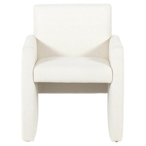 Mika Mid Century Modern Cream Performance Upholstered Dining Arm Chair