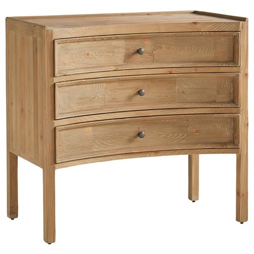 Kadence Rustic Brown Pine Wood Dovetail 3 Drawer Concave Bachelor Chest