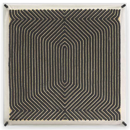 Palecek Kuba Black Coconut Shell Black Abstract Acrylic Frame Mixed Media