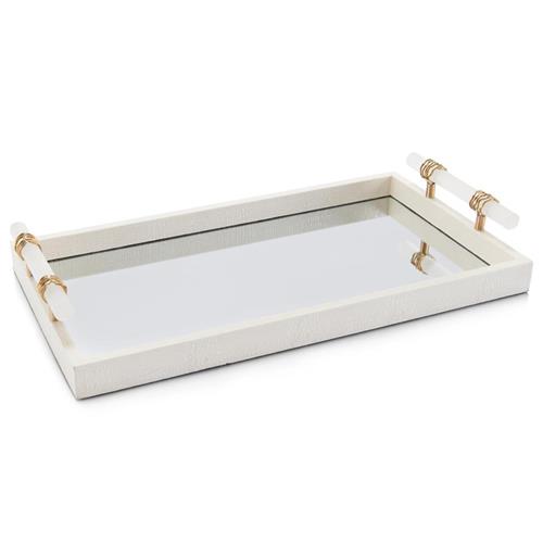 John-Richard Modern Classic Mirrored with Alabaster Handles Tray