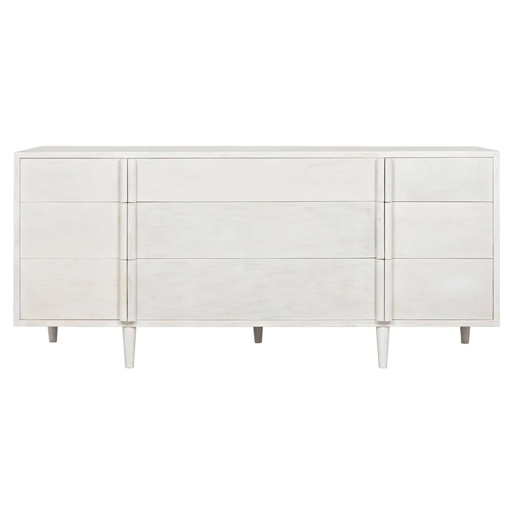 A white dresser with six drawers