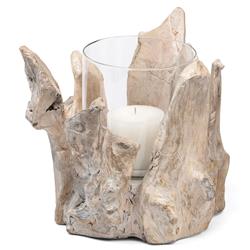 Pigeon and Poodle Maringa Coastal Beach Driftwood Hurricane Candle Holder - Small