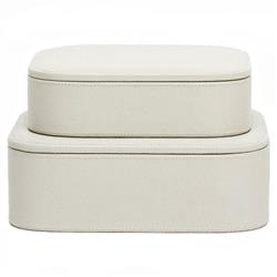 Pigeon and Poodle Dozza Modern Classic Light Gray Leather Decorative Box- Set of 2