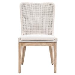 Kailey Coastal Beach White Performance Woven Rope Mahogany Frame Dining Side Chair - Set of 2