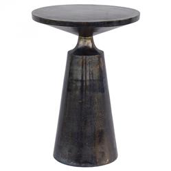 Uriah Industrial Loft Grey Aluminum Round Pedestal Side Table