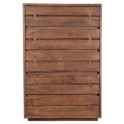 Atlas Rustic Lodge Brown Acacia Wood 5 Drawer Tall Chest Dresser