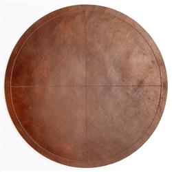 Evan Rustic Lodge Brown Leather Round Placemat - Set of 2