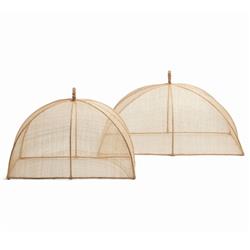 Rachel Beige Woven Sinamay Rectangular Serveware Food Cover - Set of 2