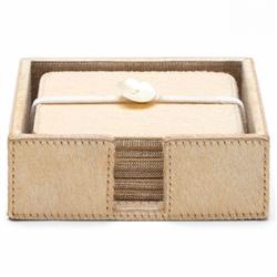 Browmley Rustic Lodge Beige Hair on Hide Coaster - Set of 6