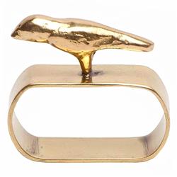 Hailey Modern Classic Gold Brass Bird Napkin Ring - Set of 4