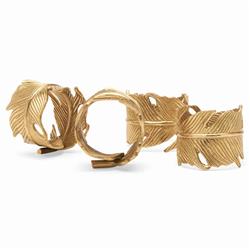Neela Modern Classic Gold Brass Napkin Ring - Set of 4