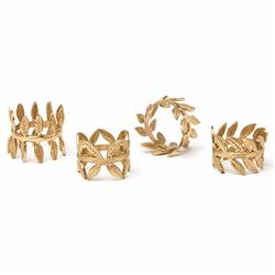 Emma Hollywood Regency Gold Brass Napkin Ring - Set of 4
