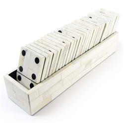 Royal Hollywood Regency White Bone Domino Game Set