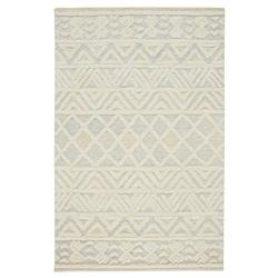 Atarah Modern Classic Blue Accent Cream Wool Shag Rug - 4'x6'