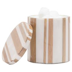 Pigeon and Poodle Ashford Mid Century Brown Bamboo White Striped Round Canister